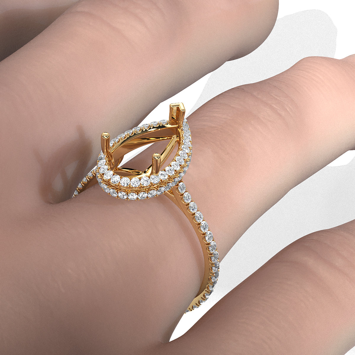 Double Halo Semi Mount Lab Grown Diamond Engagement Ring 0.53 Ct.